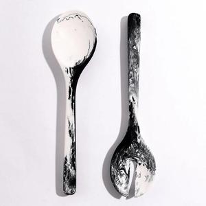 Luxury <b>Wood</b> <b>Salad</b> <b>Server</b> Set with Clear Ocean Wave Design Handles Eco-Friendly for Home Dining and Stylish Table Decoration - Product Image 4