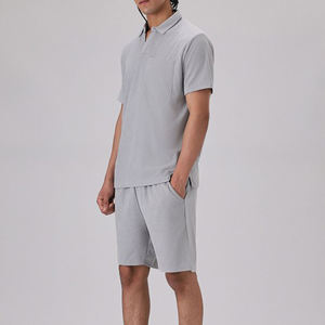 ชุดเซ็ตเสื้อยืดกางเกงขาสั้นผู้ชายผ้าฝ้ายระบายอากาศดีสำหรับฤดูร้อน ชุดลำลองสองชิ้น เสื้อแขนสั้น - Product Image 3