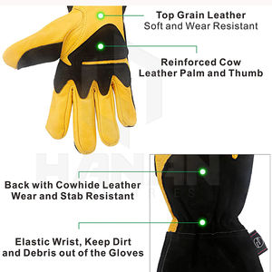 Gants de soudage MIG en cuir fendu et grain de vache anti-chaleur personnalisés à usage intensif Gants de sécurité pour le pouce et la paume renforcés - Product Image 5