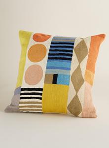 Hot Selling Luxury Wool Cushion Cover Kashmiri Embroidery Handmade Chain Stitch Geometric Vintage Floral Decorative <b>Throw</b> <b>Pillow</b> - Product Image 4