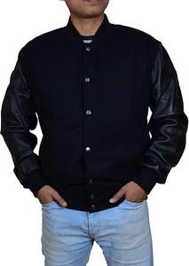 OEM Custom <b>Men's</b> Plus Size <b>Baseball</b> <b>Jacket</b> Long Style Varsity High Quality Embroidery Leather <b>for</b> Winter Canvas Fabric - Product Image 5
