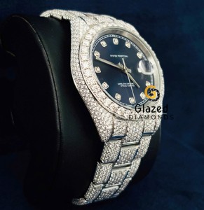 Merveilleux cadran bleu royal Hip Hop entièrement glacé Lab Grown Diamond Watch pour hommes amélioré pierres rondes - Product Image 3