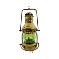 Lanterne de bateau en laiton antique, lampe à huile nautique vintage, verre vert, lumière suspendue maritime, décoration artisanale en plomb, décoration d'intérieur