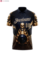Camiseta Personalizada para Hombre, Diseño de Calavera Metálica 3D en Color Dorado Vegas, Tejido Transpirable, Estilo Casual para Boliche