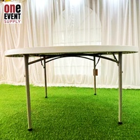 Table ronde en plastique polyéthylène légère et portable, blanche, pliable, pour la décoration de fêtes et de mariages