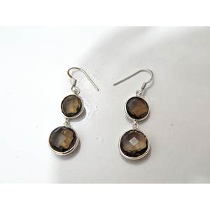 Pendientes de lágrima de plata esterlina 925 hechos a mano con piedras preciosas de cuarzo ahumado genuino regalo de moda elegante para mujeres - Product Image 1