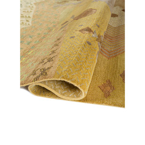 พรมขนสัตว์และไหมไผ่ขนาดใหญ่ลายเรขาคณิต 9x12 ฟุต รุ่นแมนชาฮ่า โกลด์ สำหรับห้องนั่งเล่นและทางเดินในบ้าน-Les-2675 - Product Image 2