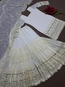 <b>Presenting</b> New Designer Wedding Wear Faux Georgette Sequence Embroidery Work Top and Sharara With Sequence Work Dupatta - Product Image 3