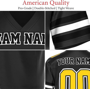 Camisetas de fútbol en blanco americanas personalizadas poliéster ligero, transpirable cuello en V diseño blanco rayas horizontales - Product Image 3