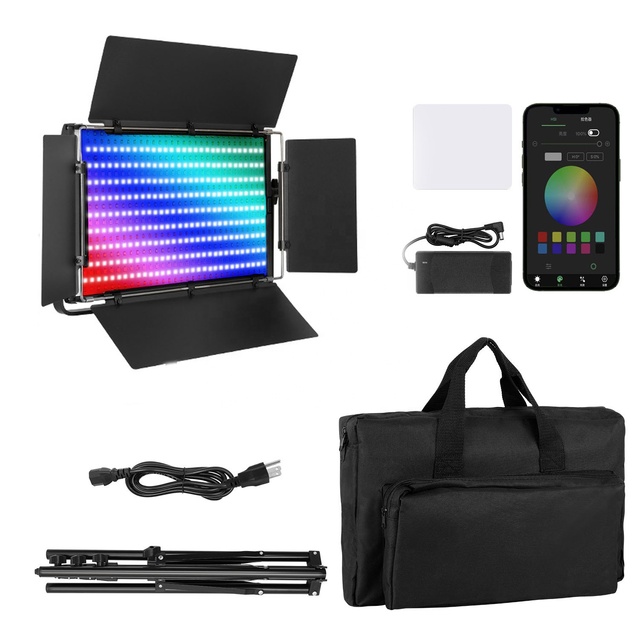 RGB Video Lights With APP Control 80W Full Color Studio Video Lighting Led Light Panel Aluminum Alloy Shell 2500K-9000K