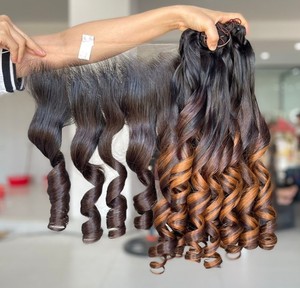 Extensions de cheveux humains vietnamiens de couleur personnalisée rebondissant pour bébé de la plus haute qualité 4 faisceaux et 1 ensemble frontal - Product Image 1