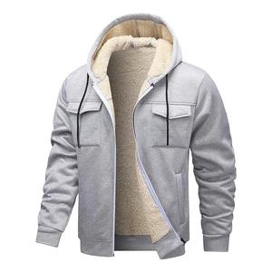 Chaqueta de Hombre para Otoño e Invierno, Gruesa, Cálida, con Capucha, Ropa Exterior Masculina, Color Sólido Simple, Manga Larga - Product Image 3