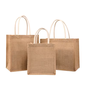Sac fourre-tout en jute écologique coloré avec poche à fermeture éclair fabriqué à partir de textiles et de produits en cuir Matériau en toile de jute - Product Image 1