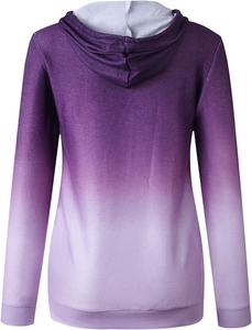 Sudadera con cordón de manga larga para mujer con capucha Diseño degradado Sudadera con capucha sublimada para invierno Técnica impresa en 3D - Product Image 2