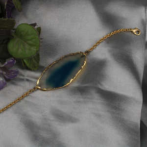 Pulsera brasileña con cuentas de latón y ágata con chapado en oro, joyería fina de 8 pulgadas de longitud - Product Image 3