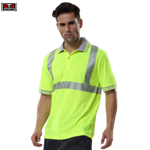 Polo de trabajo de construcción de manga corta reflectante de alta visibilidad para hombre al por mayor ropa de seguridad impermeable en Tallas grandes - Product Image 5