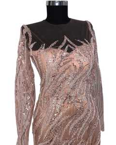 Robe de soirée formelle longue et antistatique pour femmes élégantes, perlée à la main, robe longue au sol pour fête, bal, mariage - Product Image 2