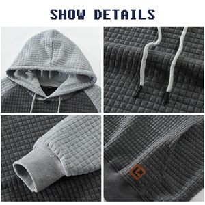 เสื้อฮู้ดผ้าฝ้ายพิมพ์ลายตามสั่ง 100% สำหรับฤดูหนาว แบบสีบล็อกถัก สไตล์ฮิปสเตอร์ลำลอง เรียบง่าย คลาสสิก ทรงปกติ สำหรับผู้ชาย - Product Image 5