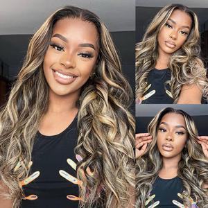 Dégagement 18 "22" 24 "<span class=keywords><strong>32</strong></span>" 180% Densité Balayge Highlight 13*4 Body Wave/Perruque avant en dentelle transparente droite soyeuse - Product Image 4