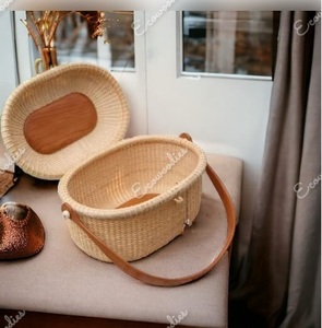 Caja de regalo tejida de mimbre para 2 personas, cestas con diseño de amor para acampar al aire libre, cesta de Picnic artesanal de mimbre Natural Rectangular hecha a mano - Product Image 3