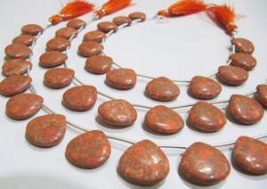 Orange Cuivre Turquoise 14-15mm Perles En Forme De Coeur Lisse Pierre Plaine Brin 8 Pouces De Long 14 Perles Par Brin Vendu Par Brin - Product Image 2