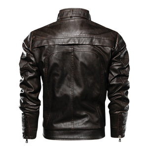 Nuevas chaquetas de cuero de talla grande con cremallera y cuello levantado para hombre, chaqueta de cuero para motocicleta, chaqueta impermeable - Product Image 6