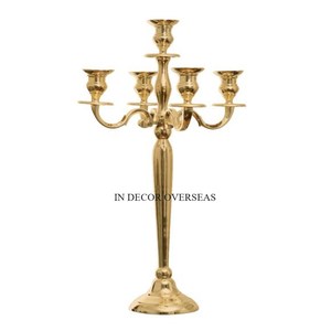 Candelabro de 5 brazos de aluminio fundido de alta calidad pulido brillante de color plateado, decoración de bodas y fiestas - Product Image 2