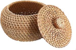 Cesta de Almacenamiento Apilable de Mimbre de Primera Calidad, Tejida con Yute, Biodegradable, con Aspecto de Ratán, Redonda - Product Image 5