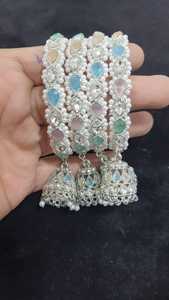 Luxury Embroidery Work <b>Bangles</b> for Women Handmade Designer Jewelry for Brides Festive Wear & Gifting from India - Product Image 5