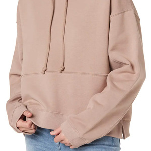 Sudaderas y sudaderas con capucha para mujer Sudadera con capucha de algodón orgánico 100% para mujer Sudaderas con capucha holgadas cortas personalizadas a la venta - Product Image 5