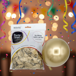 Ballons en latex dorés métallisés Party Love 12 cm 50 pièces Décorations de fête haut de gamme - Product Image 3