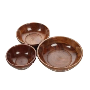 Fournisseur indien de bols en bois pour fruits, ensemble de bols en bois avec impression émaillée pour restaurant et hôtel, bols décoratifs - Product Image 1
