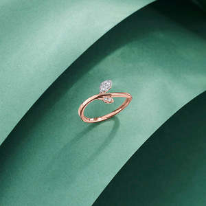 18K Gold Plated Titanium <b>Open</b> <b>Ring</b> with Zircon Adjustable Trendy Hand Shape Jewelry - Product Image 1