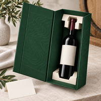 Coffret pliable pour bouteille de vin avec rabat aimanté, calage papier adapté et impression de marque