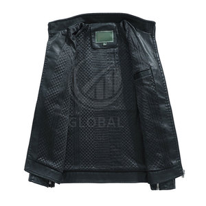 Venta caliente nueva moda de alta calidad de los hombres a prueba de viento chaqueta de cuero para el invierno Stand Collar Front Logo transpirable ecológico - Product Image 3