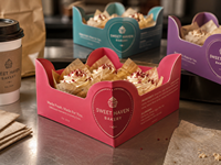 Plateau d'emballage pour boulangerie avec logo personnalisé, plateau en carton jetable pour gâteaux et présentation de desserts