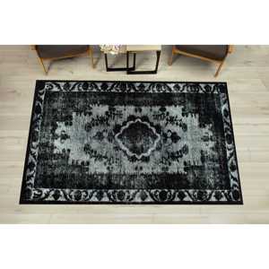 Black and White Ethnic Rug: Geometric Persian Style, Corridor Rug,Nonwoven Thin Rug - Product Image 3