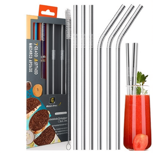 7-Piece Reusable Stainless Steel <b>Metal</b> <b>Straw</b> Set with Cleaning Brush - Product Image 2