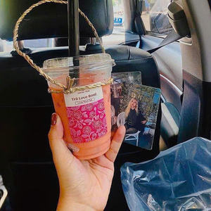 Portavasos de bambú rústico hecho a mano - soporte ecológico y colorido para tazas de té de burbujas en rojo, verde, azul y amarillo - venta al por mayor - Product Image 1