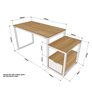 BD68067 Rubber Wood Computer Table 160x60cm Office <b>Desk</b> with Integrated Printer Shelf <b>Foldable</b> Storage Features Drawers Included - Product Image 4