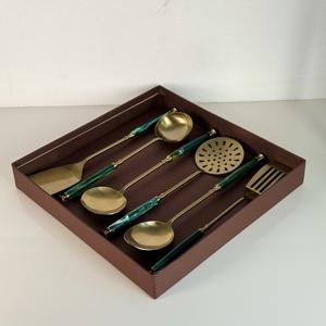 <b>Used</b> for Home Kitchen Restaurant Cooking Utensils Stainless Steel with Resin Handle with Gold Plated Finish Luxury Design Set - Product Image 5