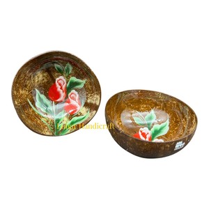 Top à la mode écologique de haute qualité laque noix de coco bol motif floral Style de luxe poli Technique bols en gros - Product Image 4
