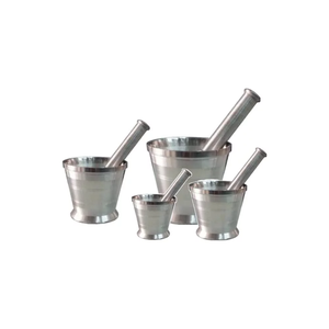 Mortier et pilon en aluminium Vente en gros Pilon à mortier en aluminium style indien avec logo personnalisé pour la cuisine - Product Image 2