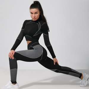 ชุดเล่นโยคะกางเกง2ชิ้นสำหรับผู้หญิงเสื้อผ้าใส่สบายระบายอากาศได้ดีชุดเล่นโยคะ - Product Image 1