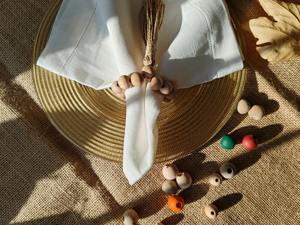 Porta Servilletas de Yute con Cuentas de Diseño, Estilo Encantador para Decoración de Mesa Elegante, Hogar, Comedor, Cocina y Recepción de Invitados, de la India - Product Image 2