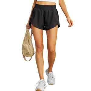 Short de sport design à cordon à séchage rapide pour femmes à fort impact avec poche à fermeture éclair Gym Fitness Yoga Shorts - Product Image 3