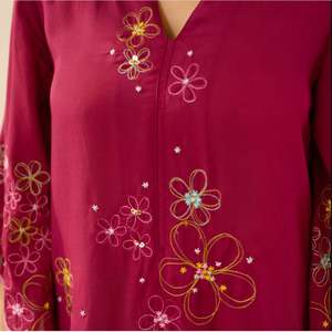 Robe Kurta Caftan brodée à la main, matériau lourd orné de perles de verre cristal, tenue modeste de luxe pour femme musulmane turque - Product Image 4