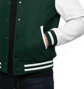 Vestes universitaires en laine Melton pour hommes Vente en gros Veste Letterman avec manches en cuir - Product Image 4