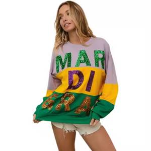 Pullover a girocollo a manica intera stampato personalizzato all'ingrosso felpa lavorata a maglia ricamata e lavata con Logo anteriore - Product Image 3