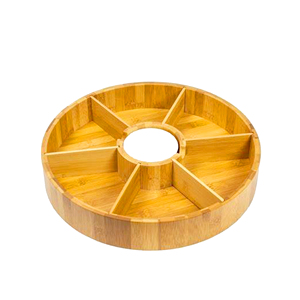 Plateau de service de fruits secs rond en bois pour ustensiles de cuisine décoration de la maison vaisselle table de dîner plateau de service d'hôtel en bois - Product Image 1